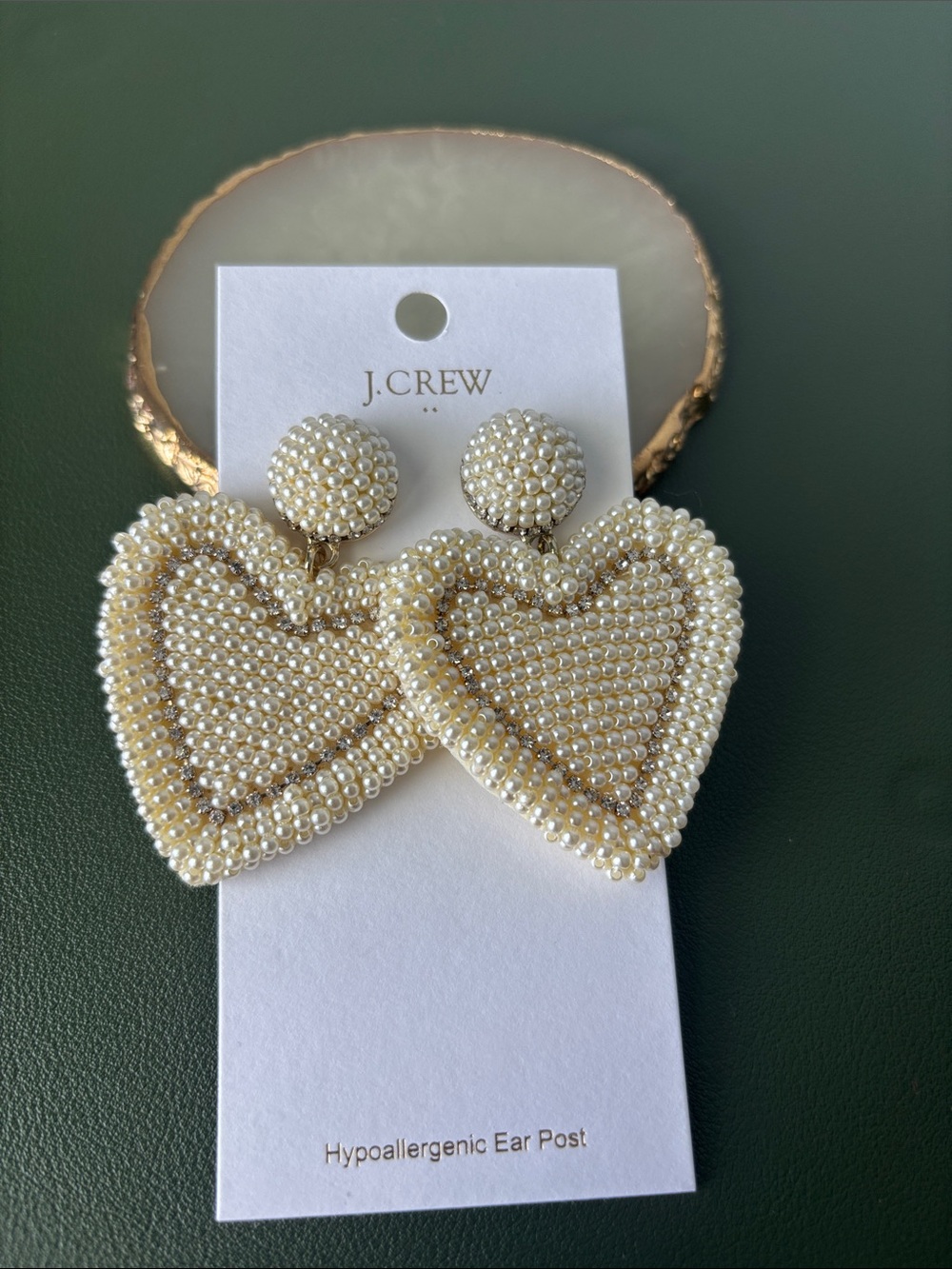 J. Crew Beaded Crystal Heart Drop Earrings